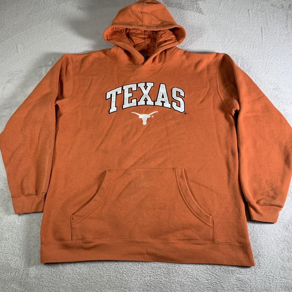 VTG Texas Longhorns‎ Sweatshirt Hoodie Mens M Orange Football Heisman Pullover